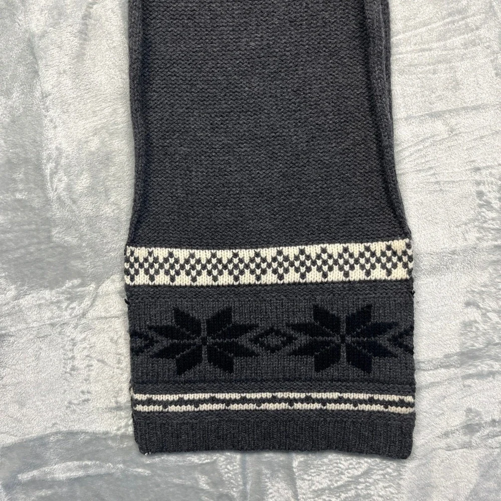 Vintage Y2K Gap Scarf Gray Lambswool Fair Isle Snowflake Knit Winter Accessory